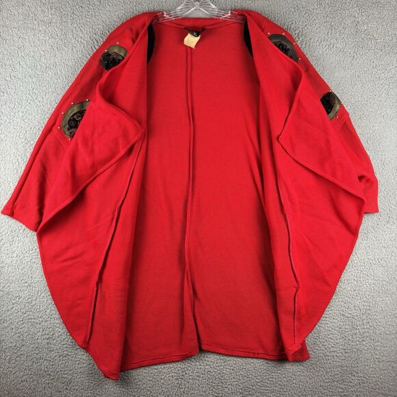 Vintage 90’s Vis-a-Vis Wrap Tunic Women’s Small Red Shoulder Pads Retro Style - Picture 9 of 12